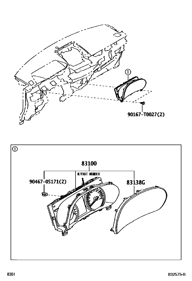 Toyota YARIS 仪表 EPC diagram — 832575B