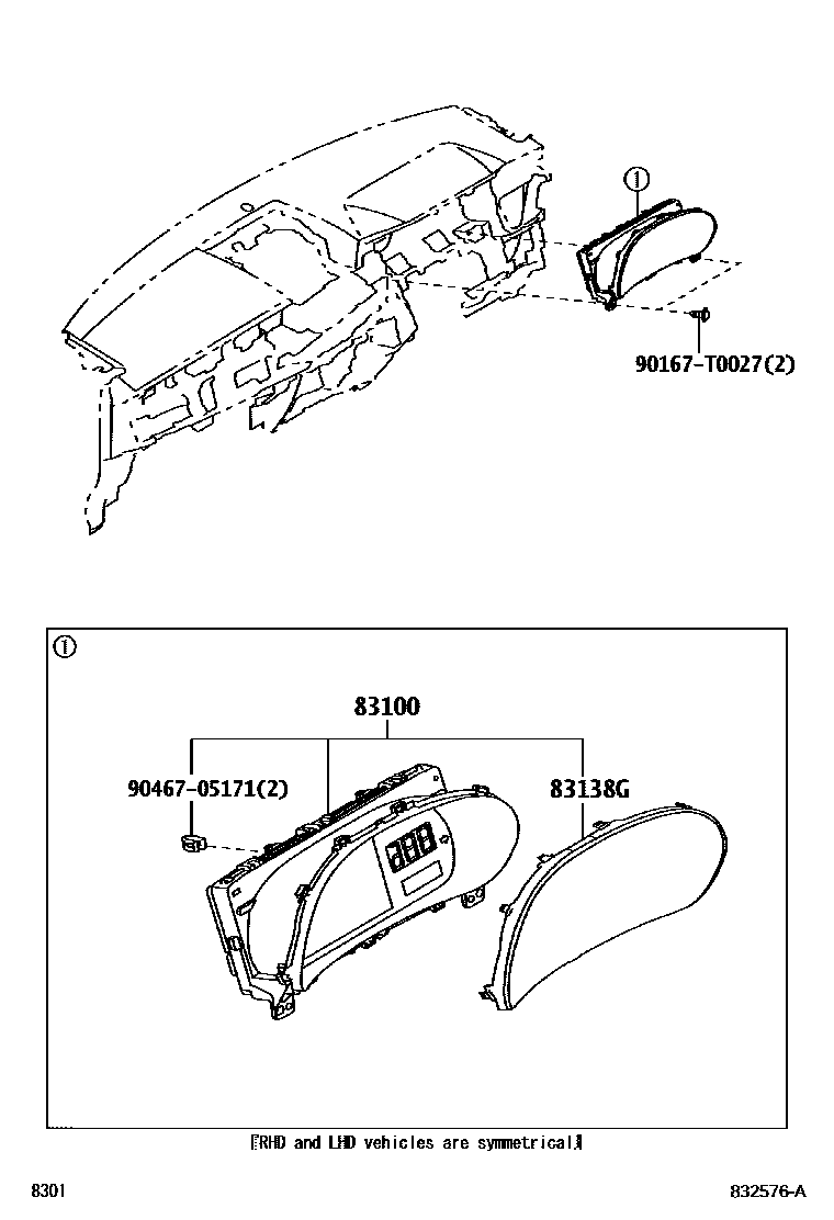 Toyota YARIS 仪表 EPC diagram — 832576A