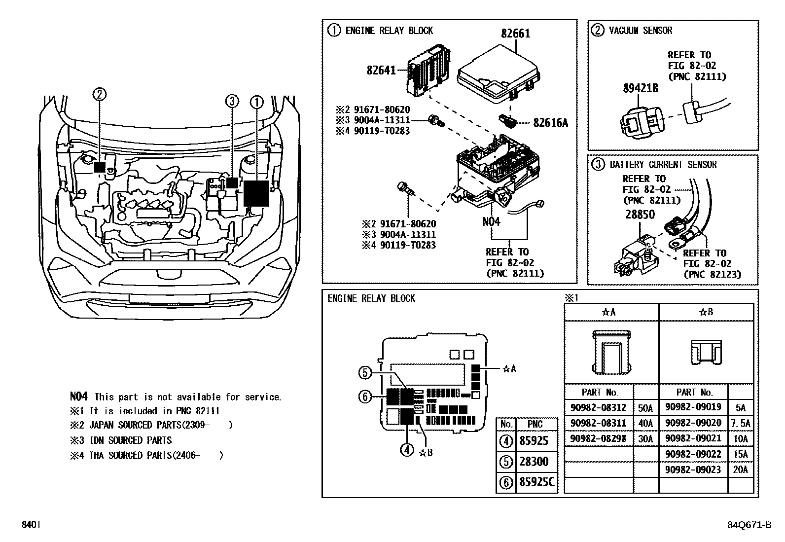 Toyota YARIS 开关和继电器和ECU EPC diagram — 84Q671B