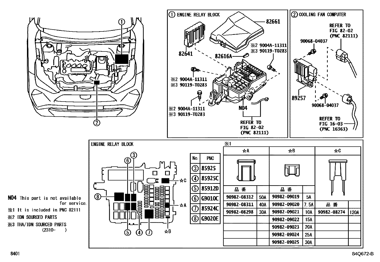 Toyota YARIS 开关和继电器和ECU EPC diagram — 84Q672B