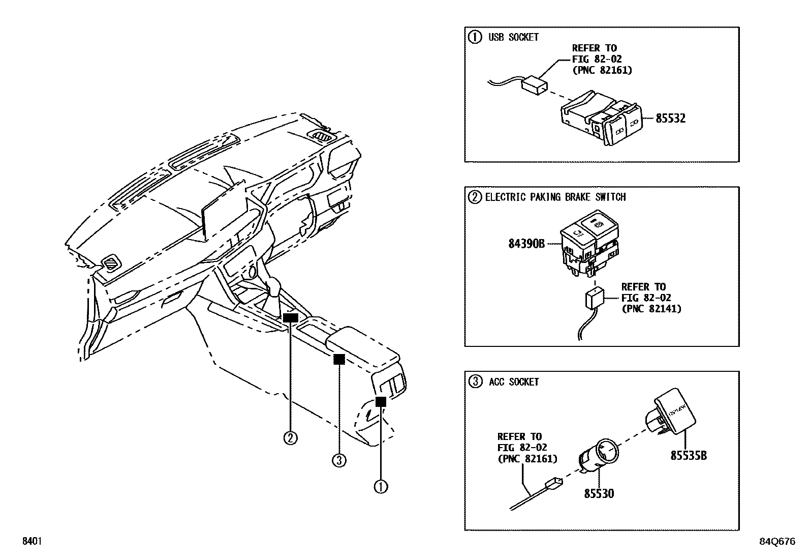 Toyota YARIS 开关和继电器和ECU EPC diagram — 84Q676