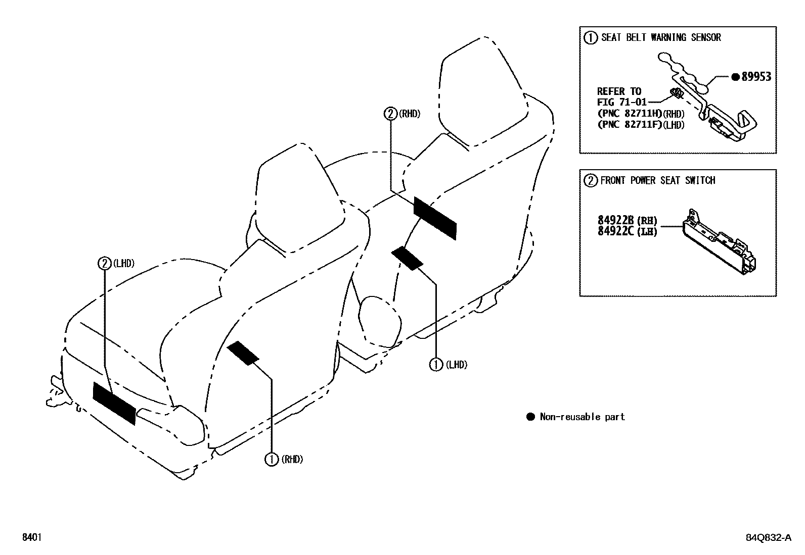 Toyota YARIS 开关和继电器和ECU EPC diagram — 84Q832A