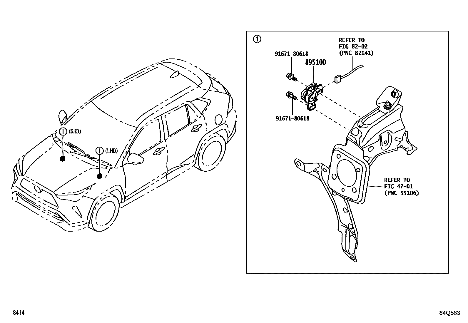 Toyota YARIS ABS 和 VSC EPC diagram — 84Q583