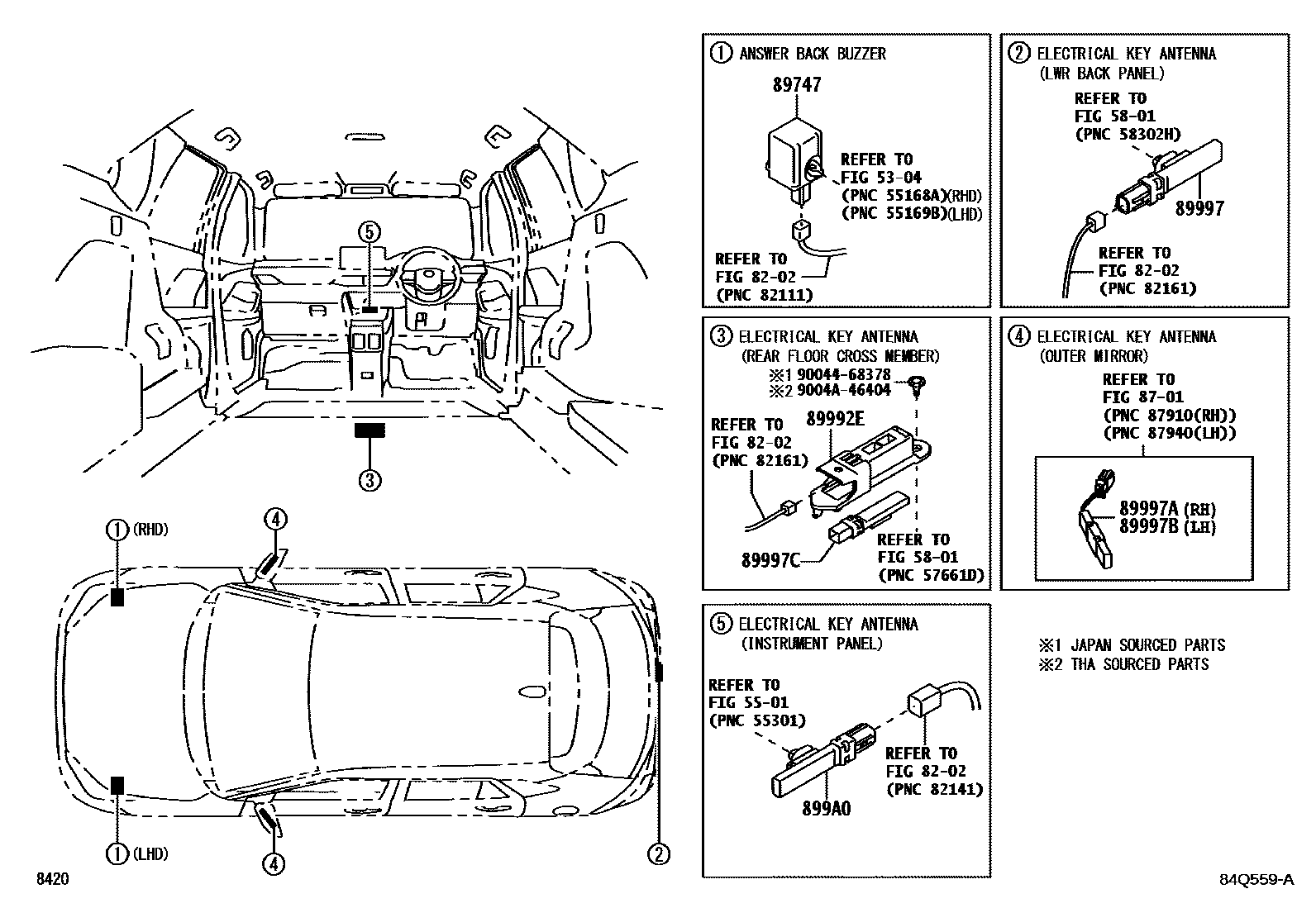 Toyota YARIS 遥控门锁 EPC diagram — 84Q559A