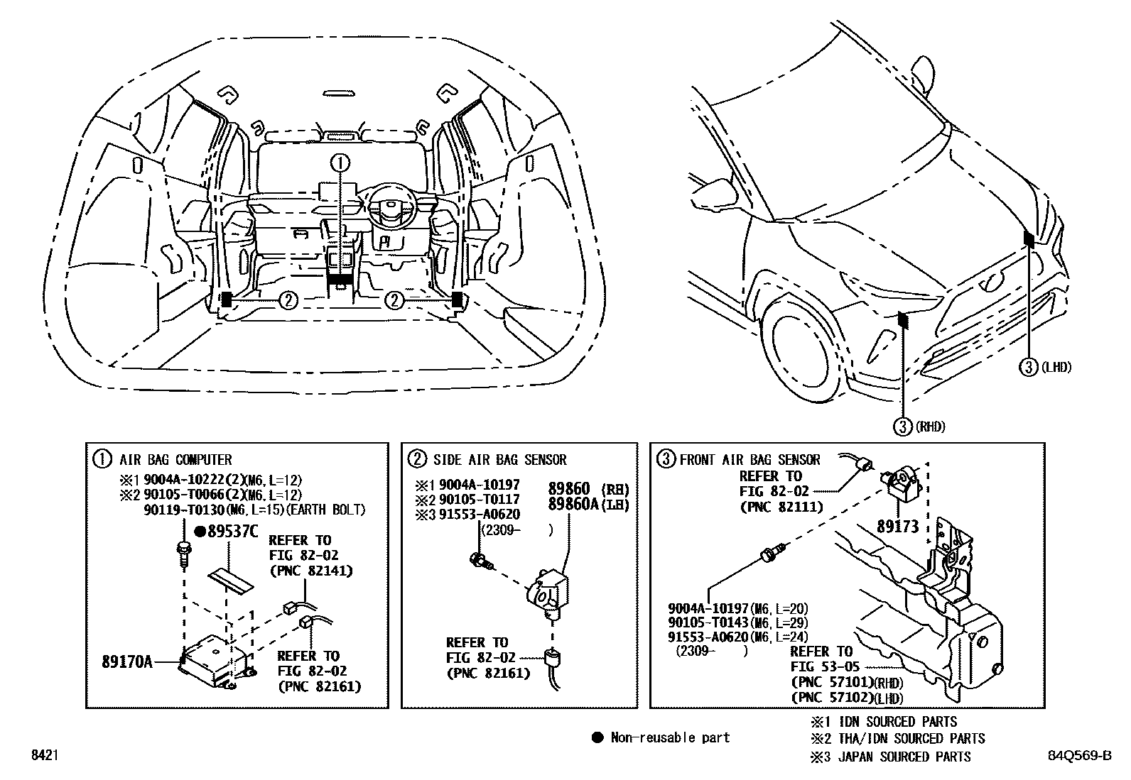 Toyota YARIS 空气囊 EPC diagram — 84Q569B