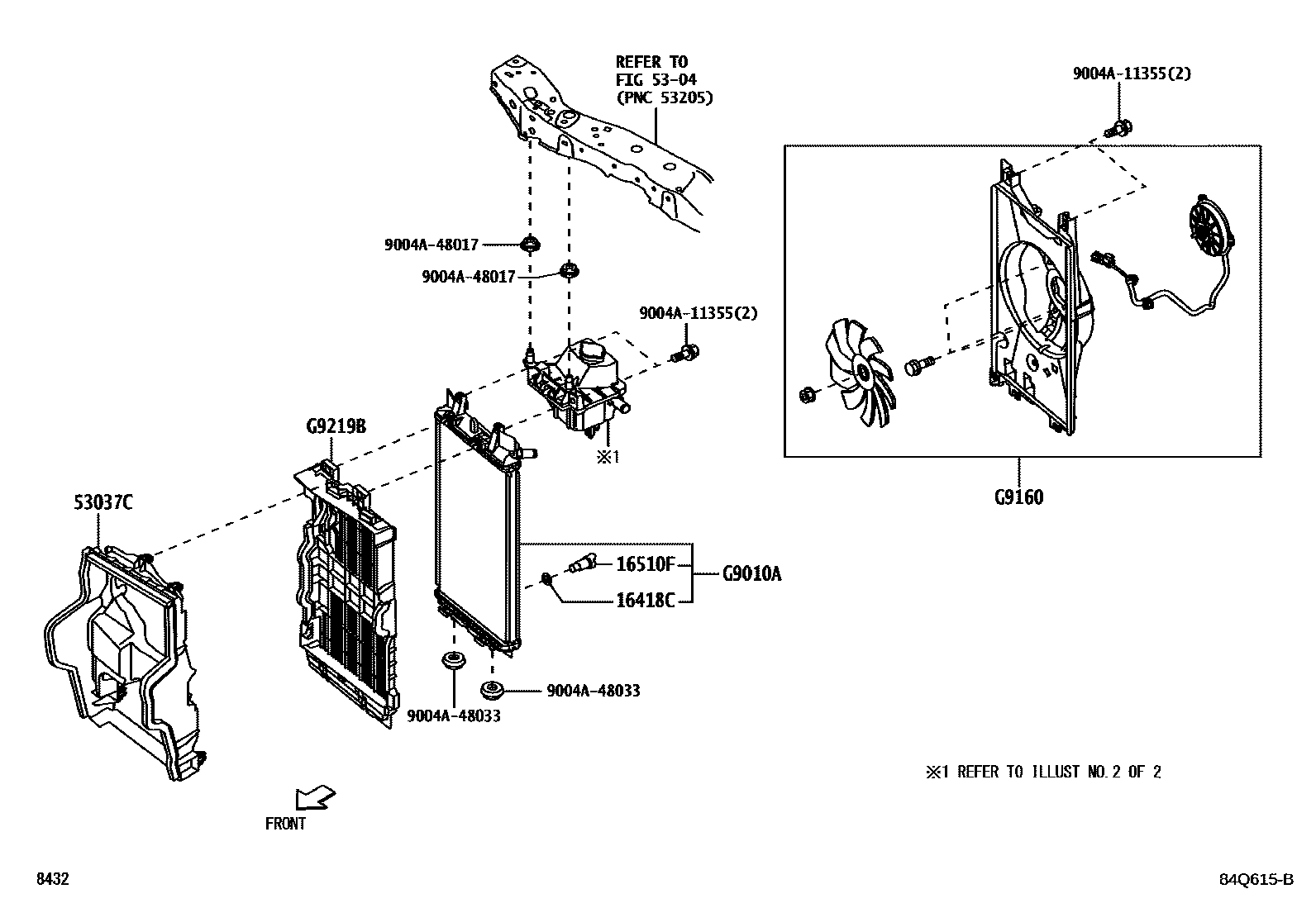 Toyota YARIS 逆变器冷却系统 EPC diagram — 84Q615B