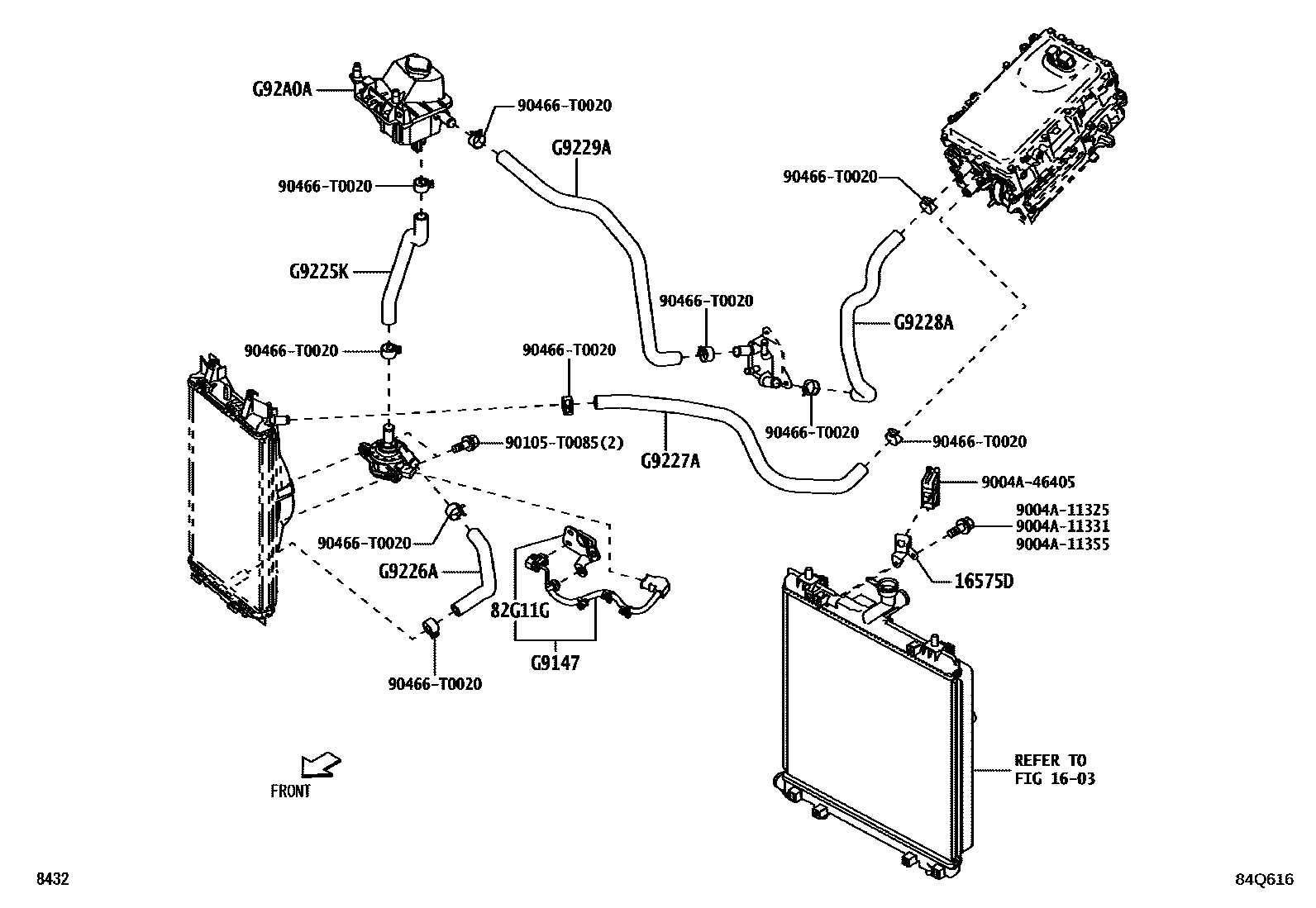 Toyota YARIS 逆变器冷却系统 EPC diagram — 84Q616