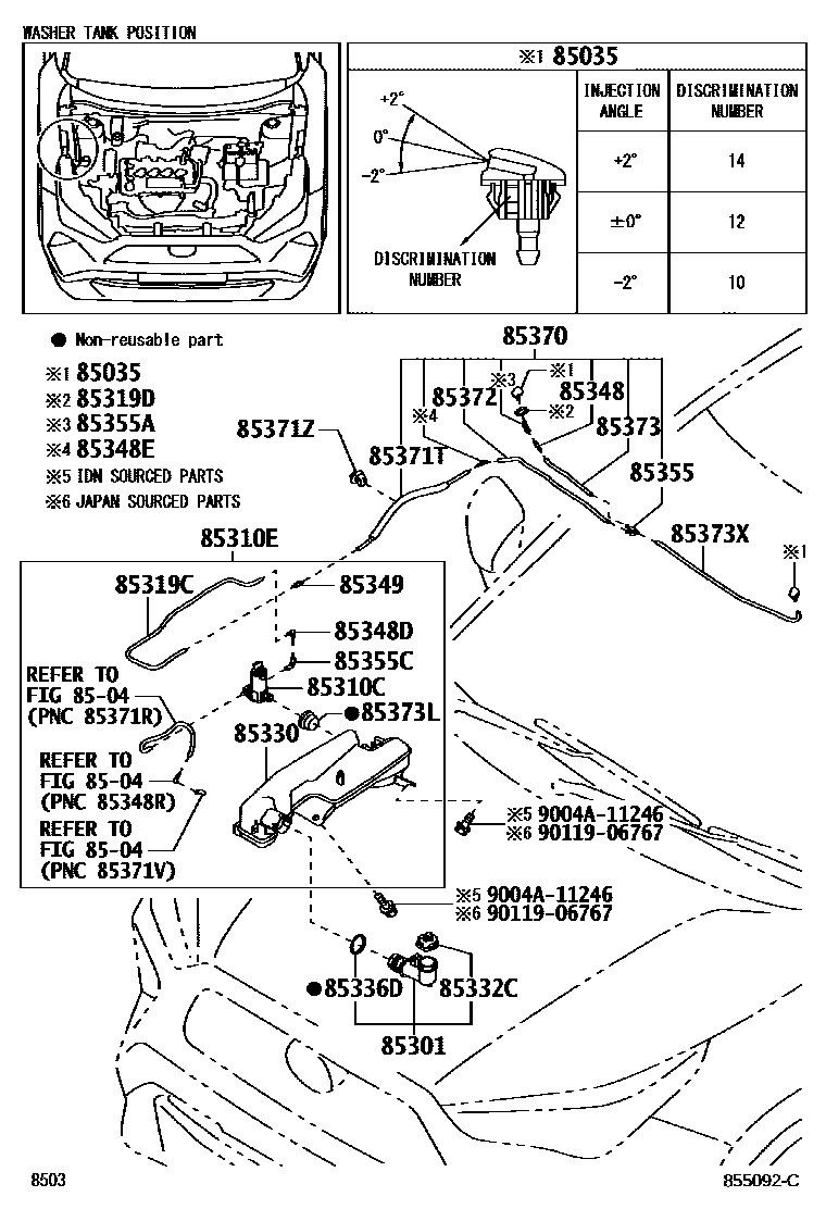 Toyota YARIS 挡风玻璃清洗器 EPC diagram — 855092C