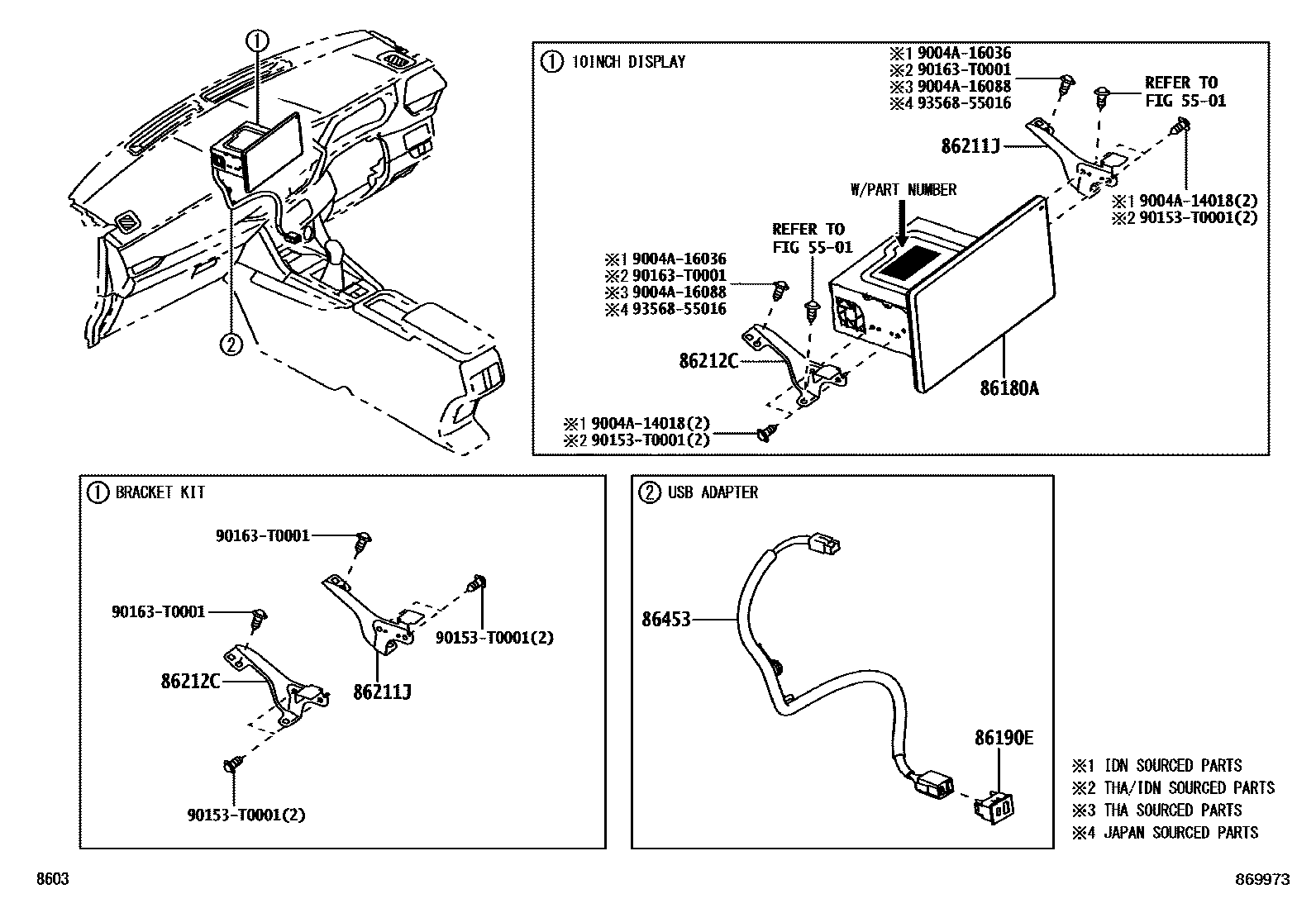 Toyota YARIS 导航和前监视器显示屏 EPC diagram — 869973