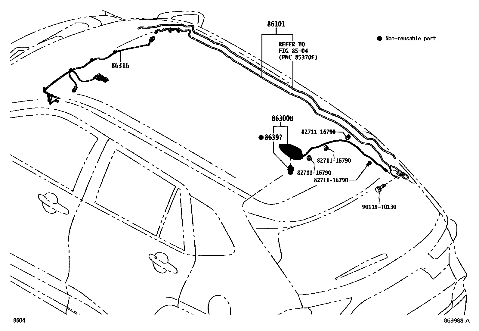 Toyota YARIS antenna EPC diagram — 869988A