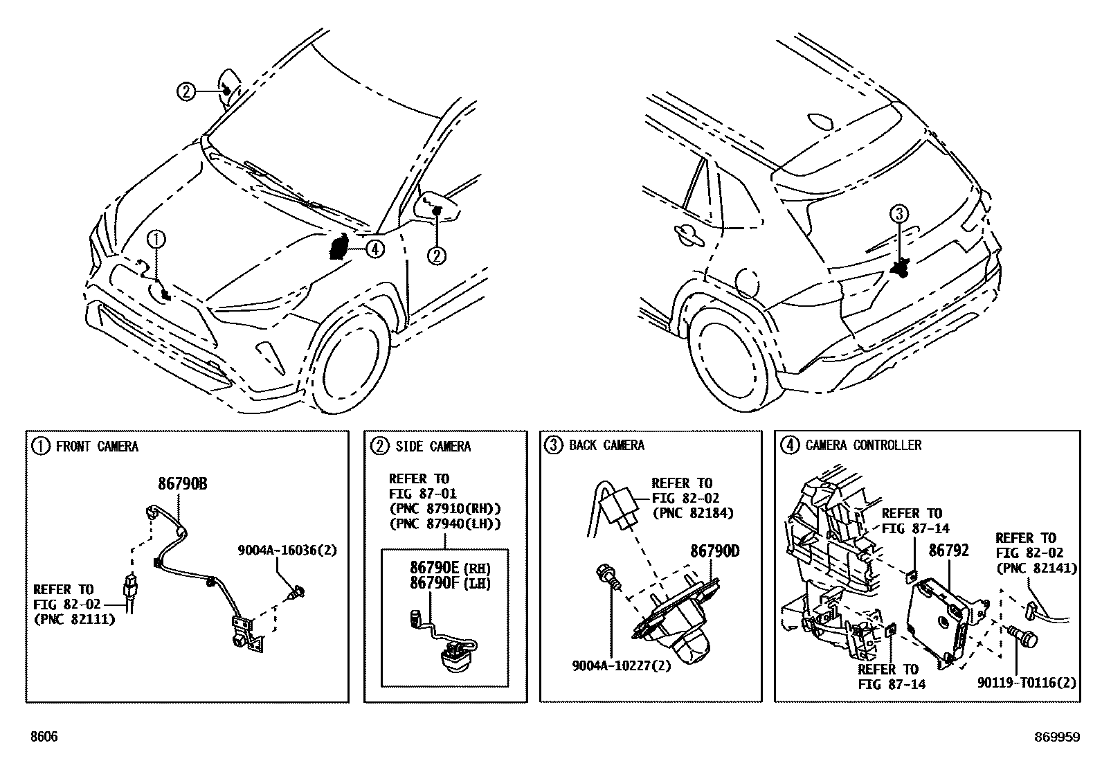 Toyota YARIS 倒车影像和摄像头 EPC diagram — 869959