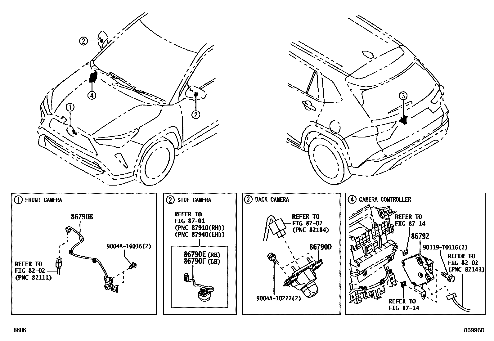 Toyota YARIS 倒车影像和摄像头 EPC diagram — 869960