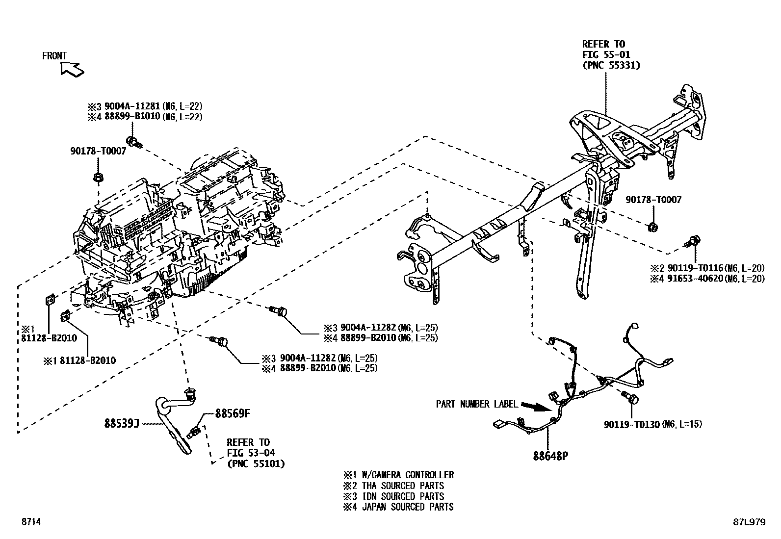 Toyota YARIS 暖风和空调系统 - 冷却器组件 EPC diagram — 87L979