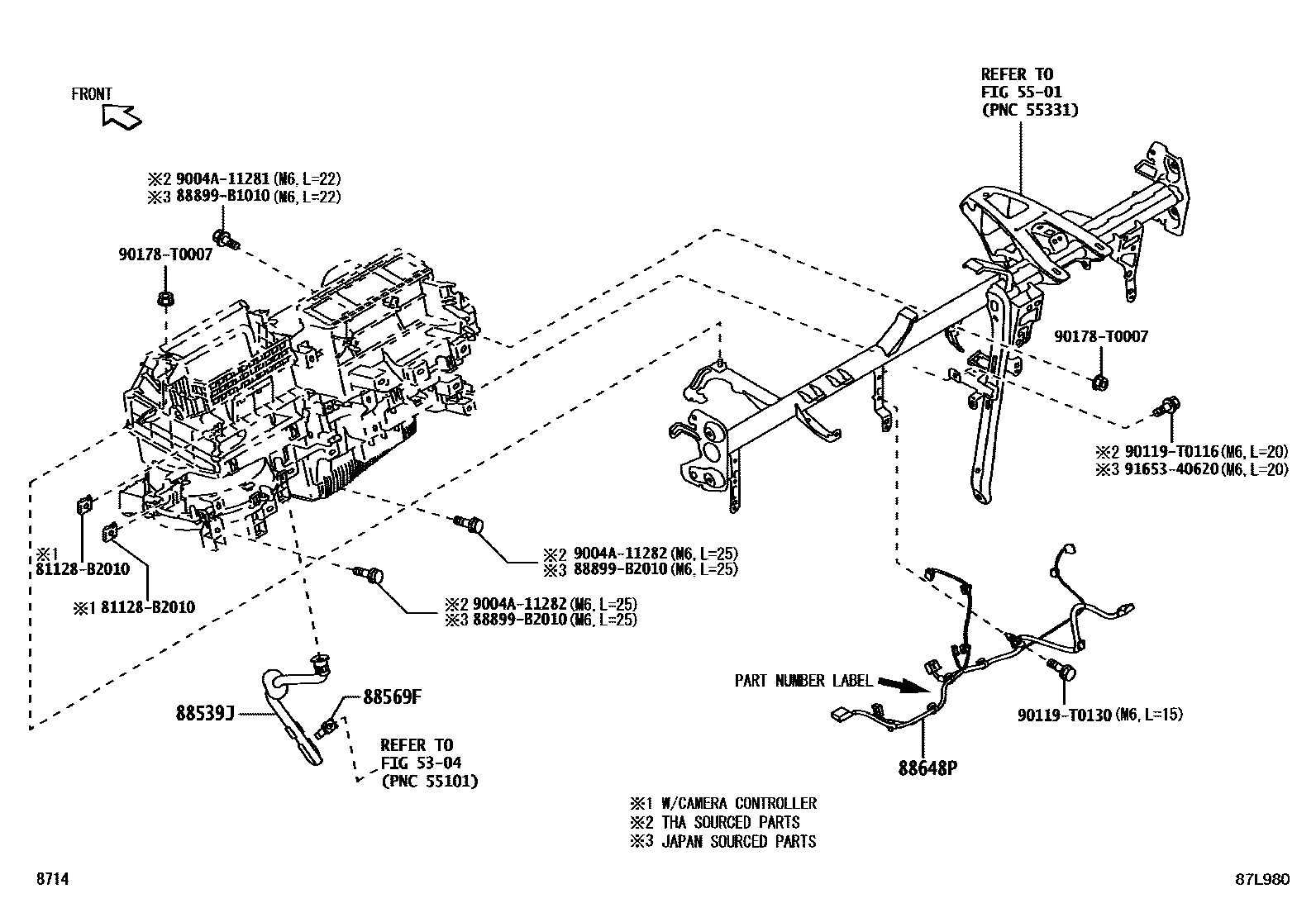 Toyota YARIS 暖风和空调系统 - 冷却器组件 EPC diagram — 87L980