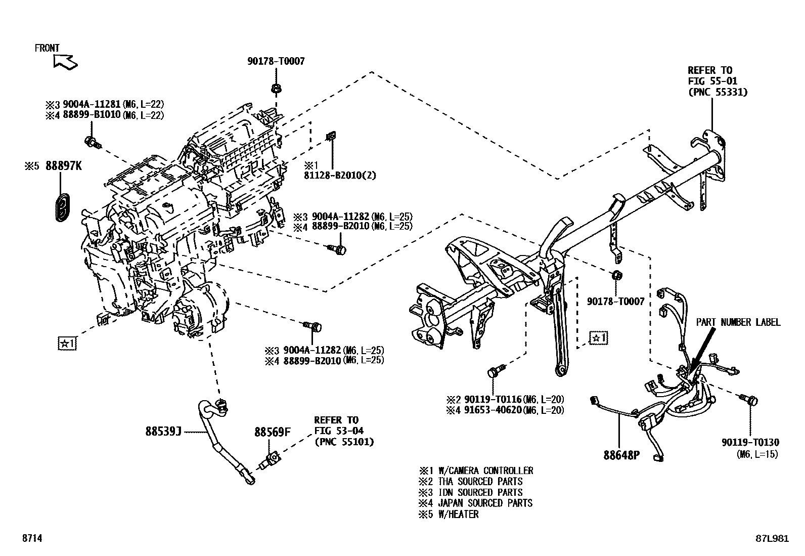 Toyota YARIS 暖风和空调系统 - 冷却器组件 EPC diagram — 87L981