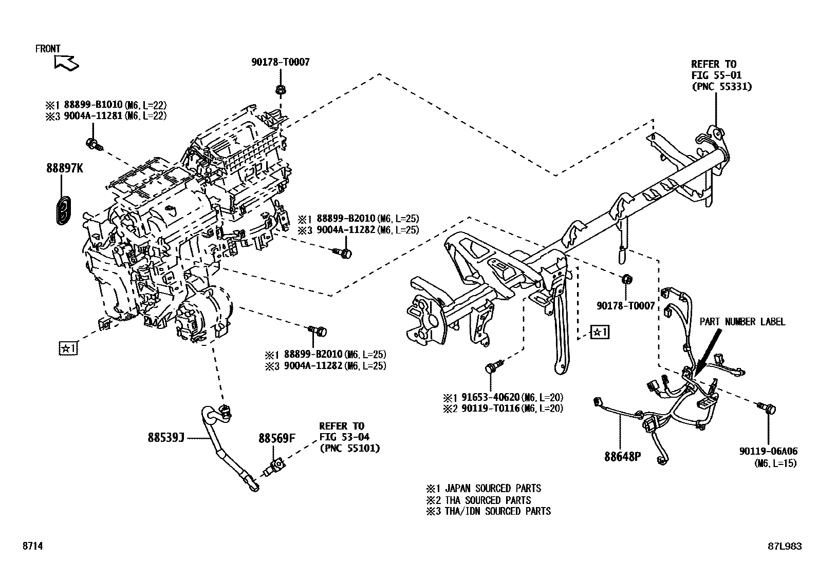 Toyota YARIS 暖风和空调系统 - 冷却器组件 EPC diagram — 87L983
