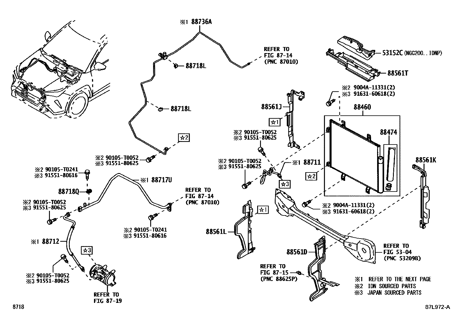Toyota YARIS Heating & Air Conditioning - Cooler Piping EPC diagram — 87L972A