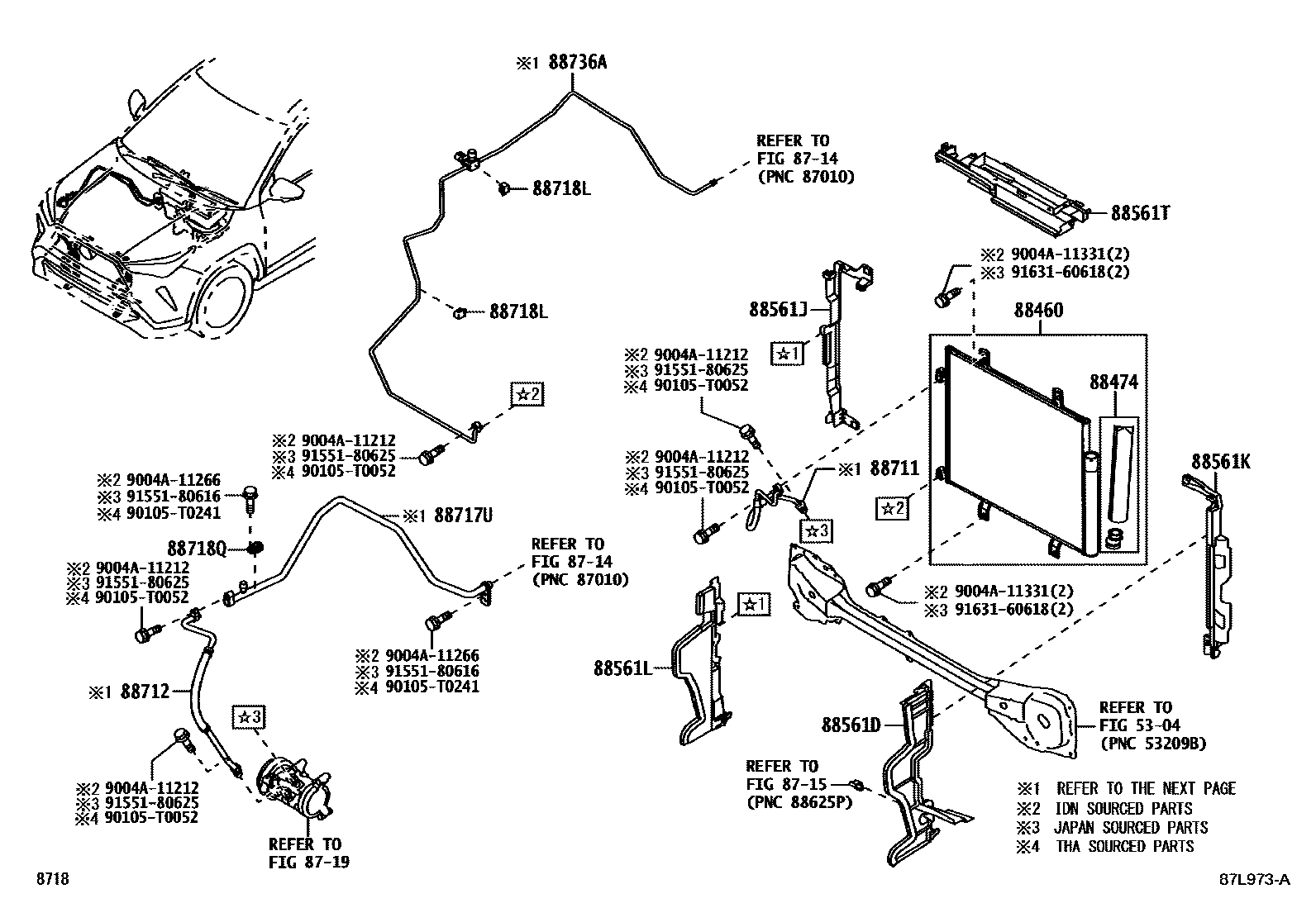 Toyota YARIS Heating & Air Conditioning - Cooler Piping EPC diagram — 87L973A
