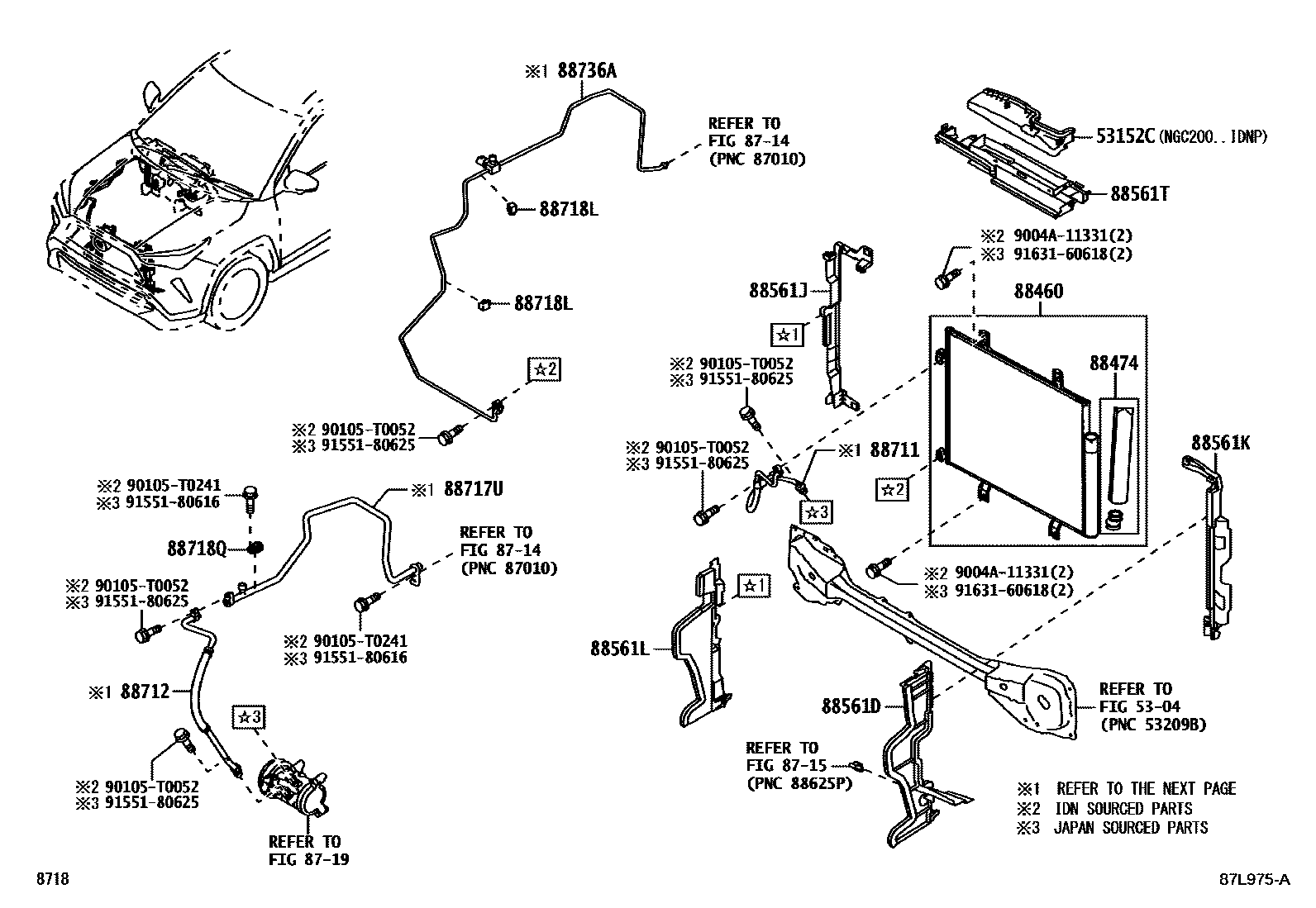 Toyota YARIS Heating & Air Conditioning - Cooler Piping EPC diagram — 87L975A