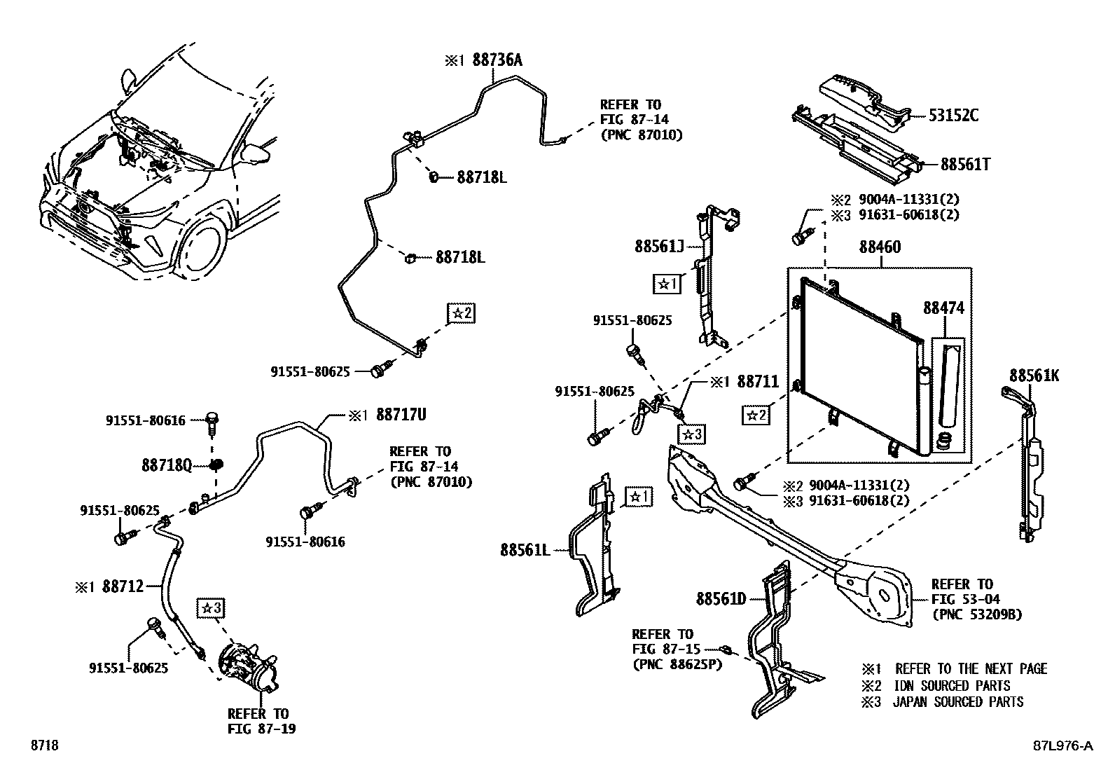 Toyota YARIS Heating & Air Conditioning - Cooler Piping EPC diagram — 87L976A