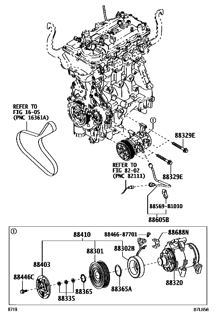 Toyota YARIS Heating & Air Conditioning - Compressor EPC diagram — 87L856