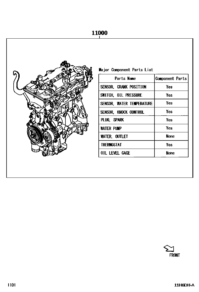 Toyota YARIS Partial Engine Assembly EPC diagram — 11H6DHA