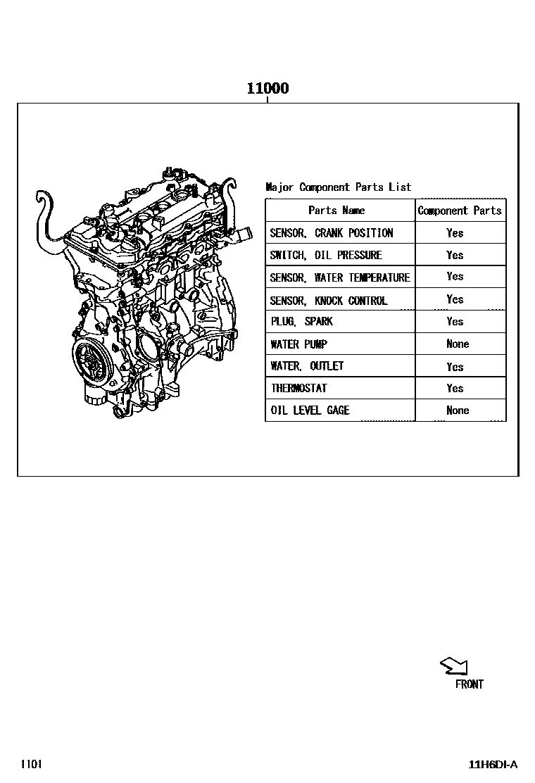 Toyota YARIS Partial Engine Assembly EPC diagram — 11H6DIA