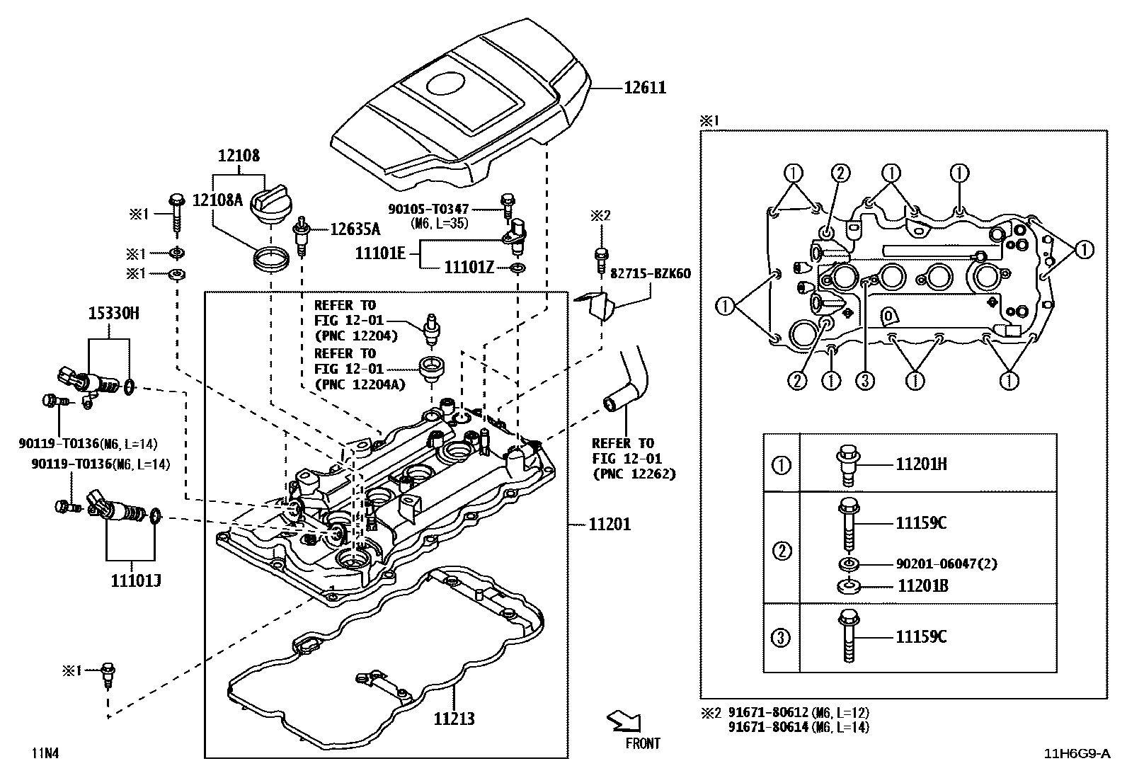 Toyota YARIS Cylinder Head EPC diagram — 11H6G9A