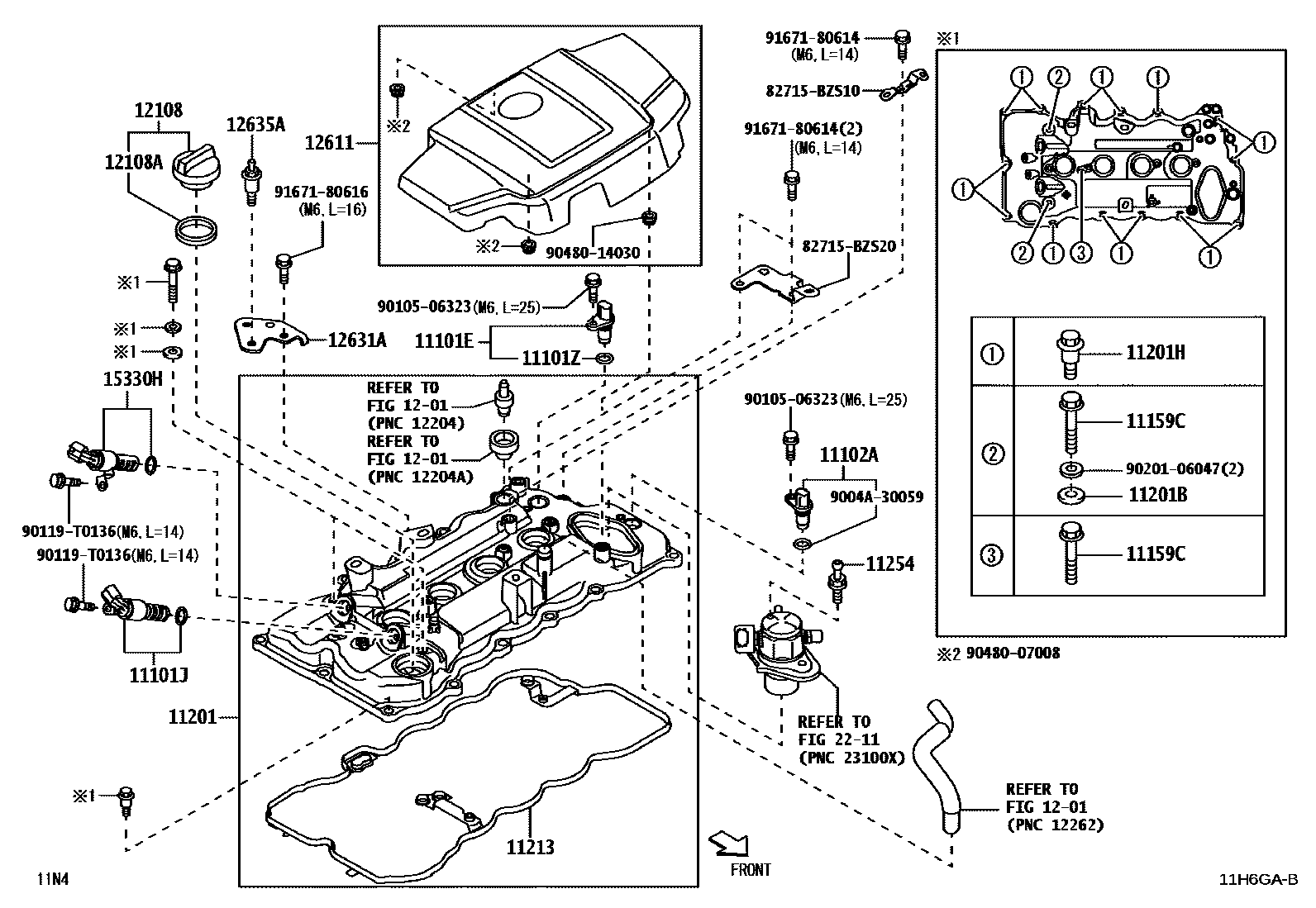 Toyota YARIS Cylinder Head EPC diagram — 11H6GAB