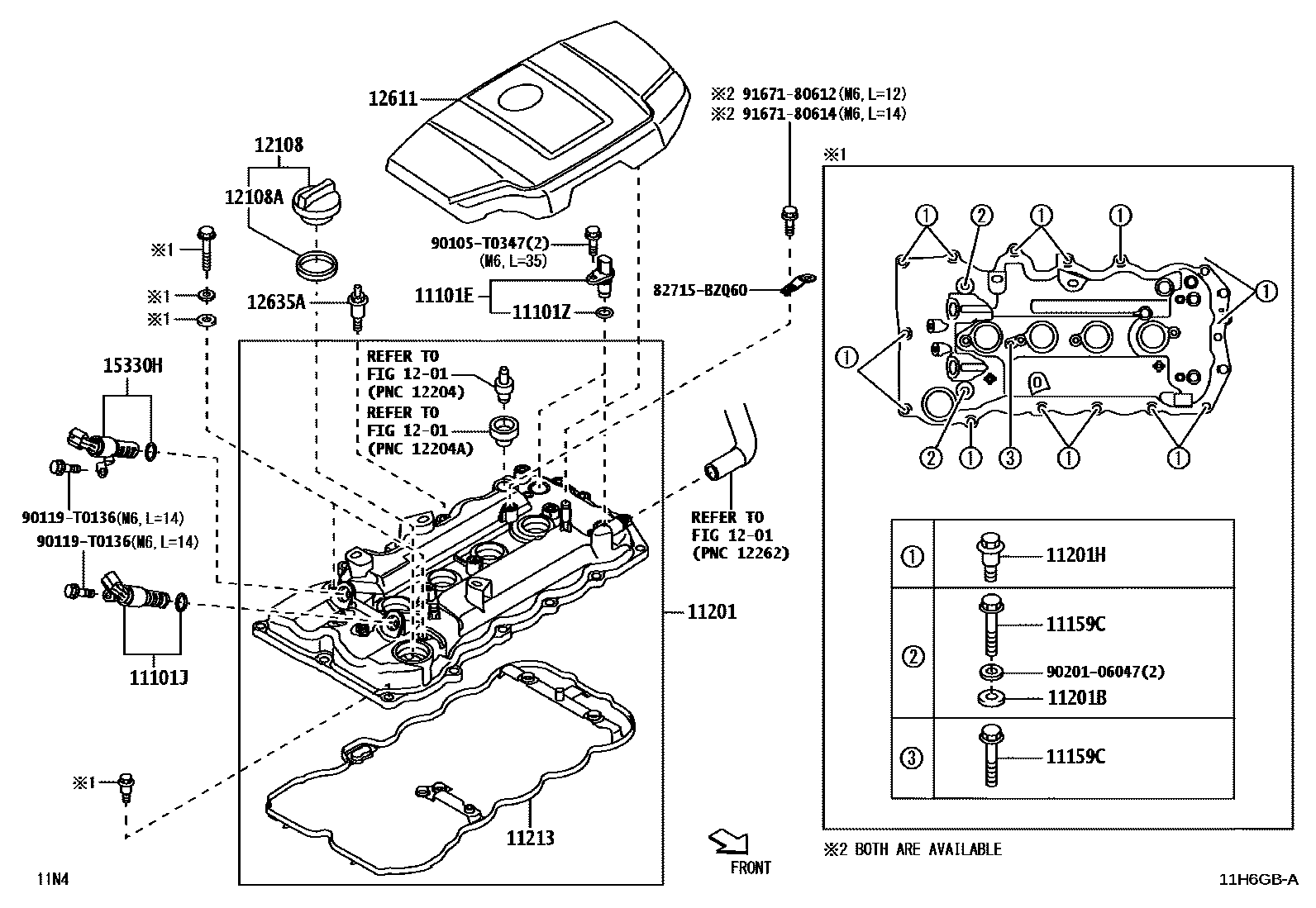 Toyota YARIS Cylinder Head EPC diagram — 11H6GBA