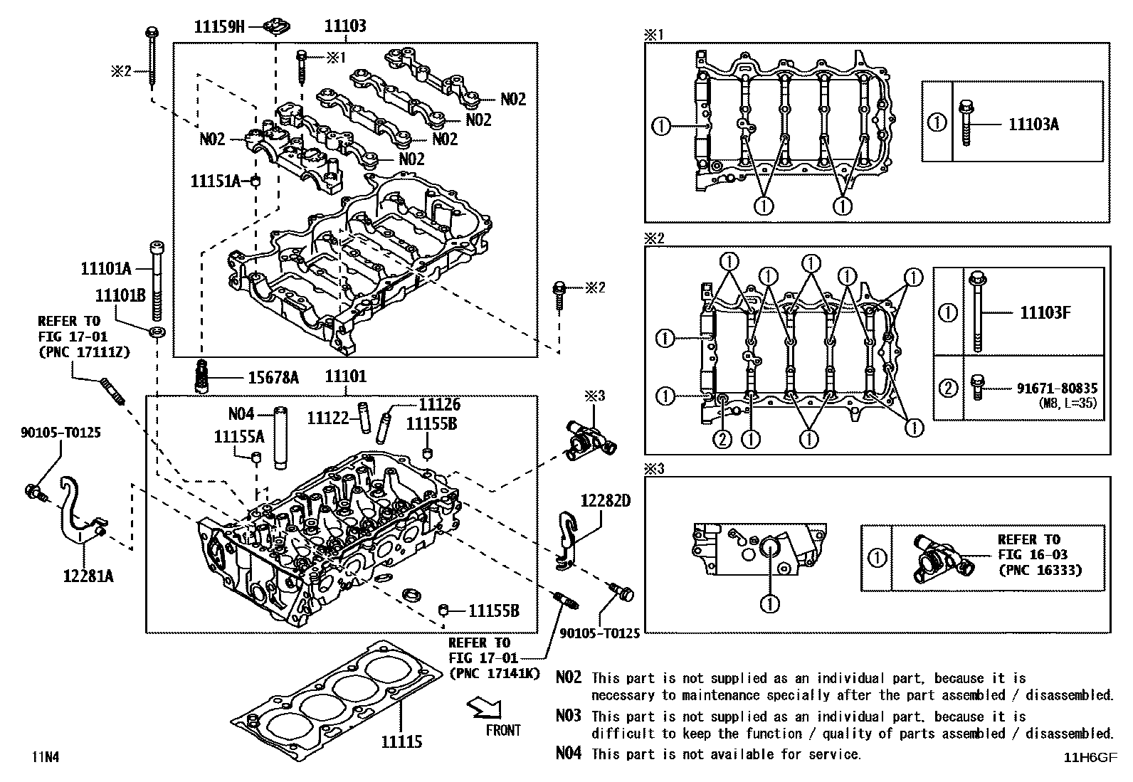 Toyota YARIS Cylinder Head EPC diagram — 11H6GF