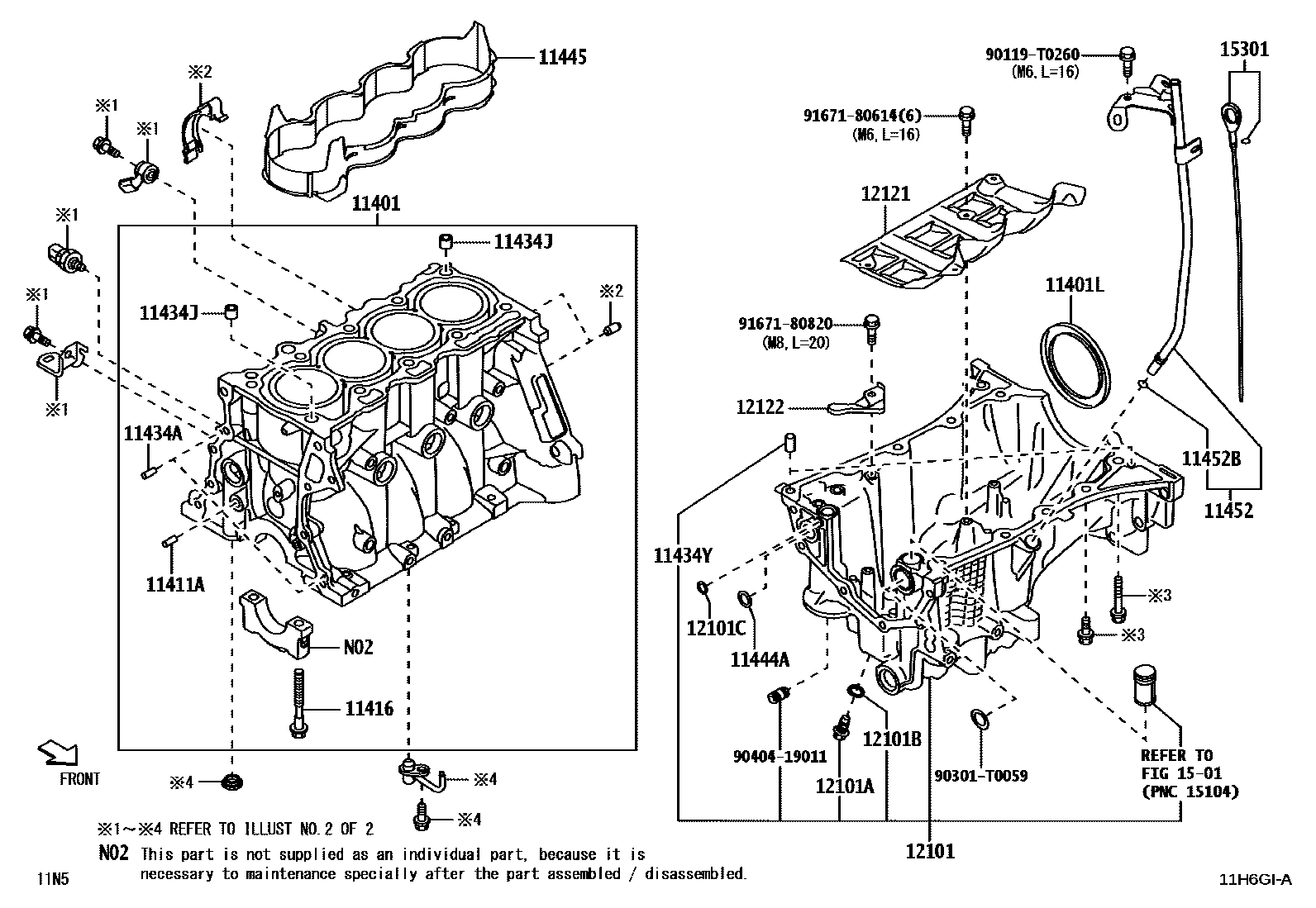 Toyota YARIS Cylinder Block EPC diagram — 11H6GIA