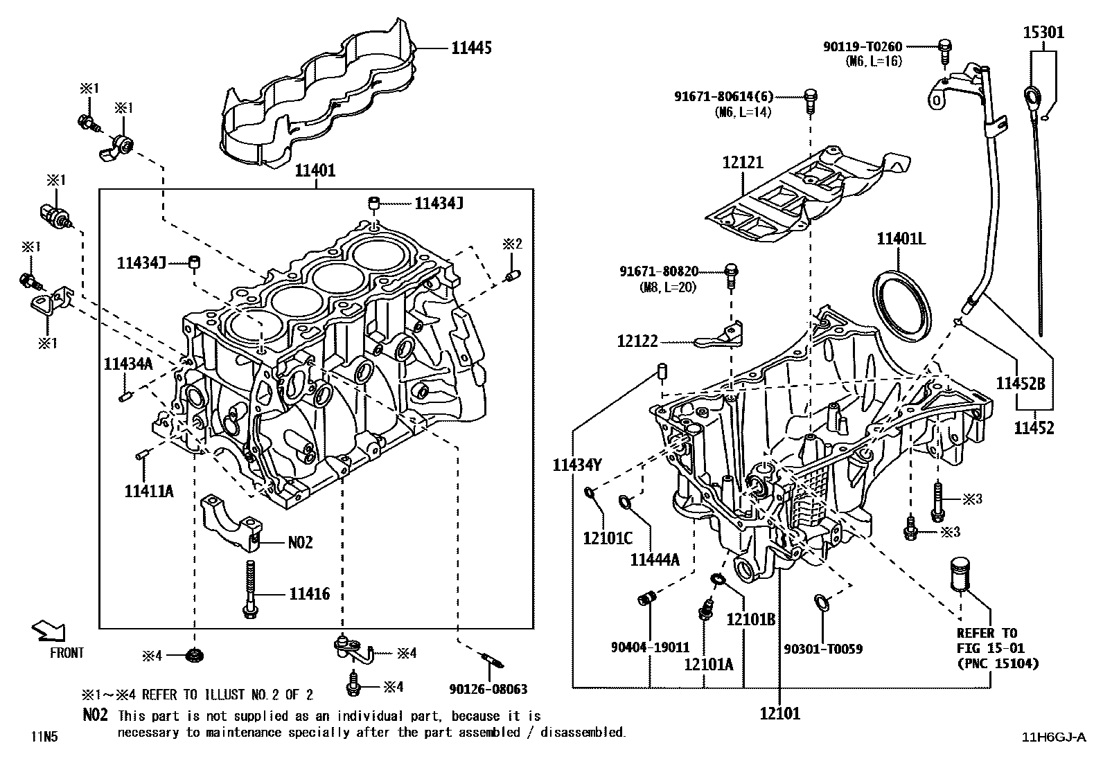 Toyota YARIS Cylinder Block EPC diagram — 11H6GJA