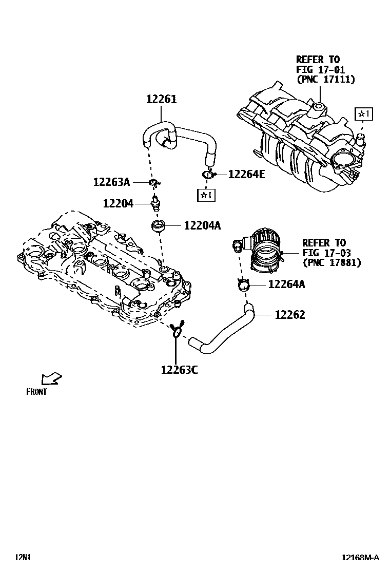 Toyota YARIS Ventilation Hose EPC diagram — 12168MA