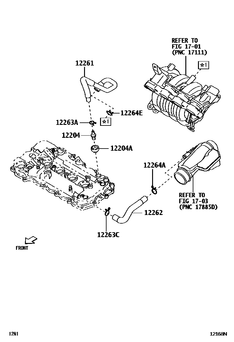 Toyota YARIS Ventilation Hose EPC diagram — 12168N