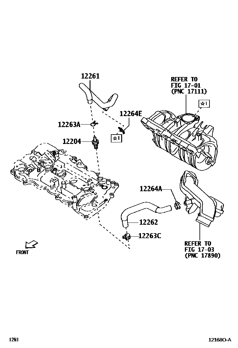 Toyota YARIS Ventilation Hose EPC diagram — 12168OA