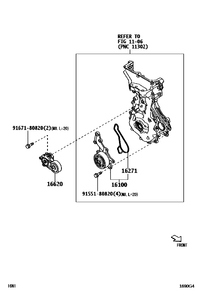 Toyota YARIS Water Pump EPC diagram — 1690G4