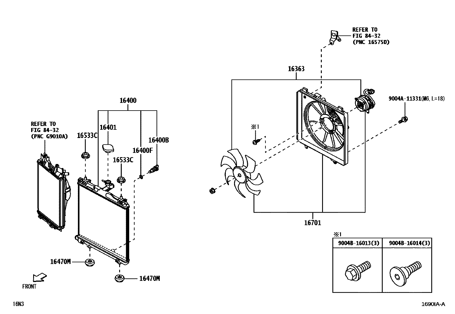 Toyota YARIS RADIATOR & WATER OUTLET EPC diagram — 1690IAA