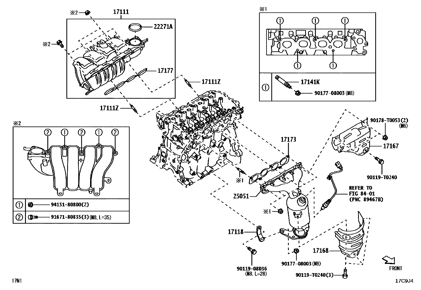 Toyota YARIS Manifold EPC diagram — 17C9J4