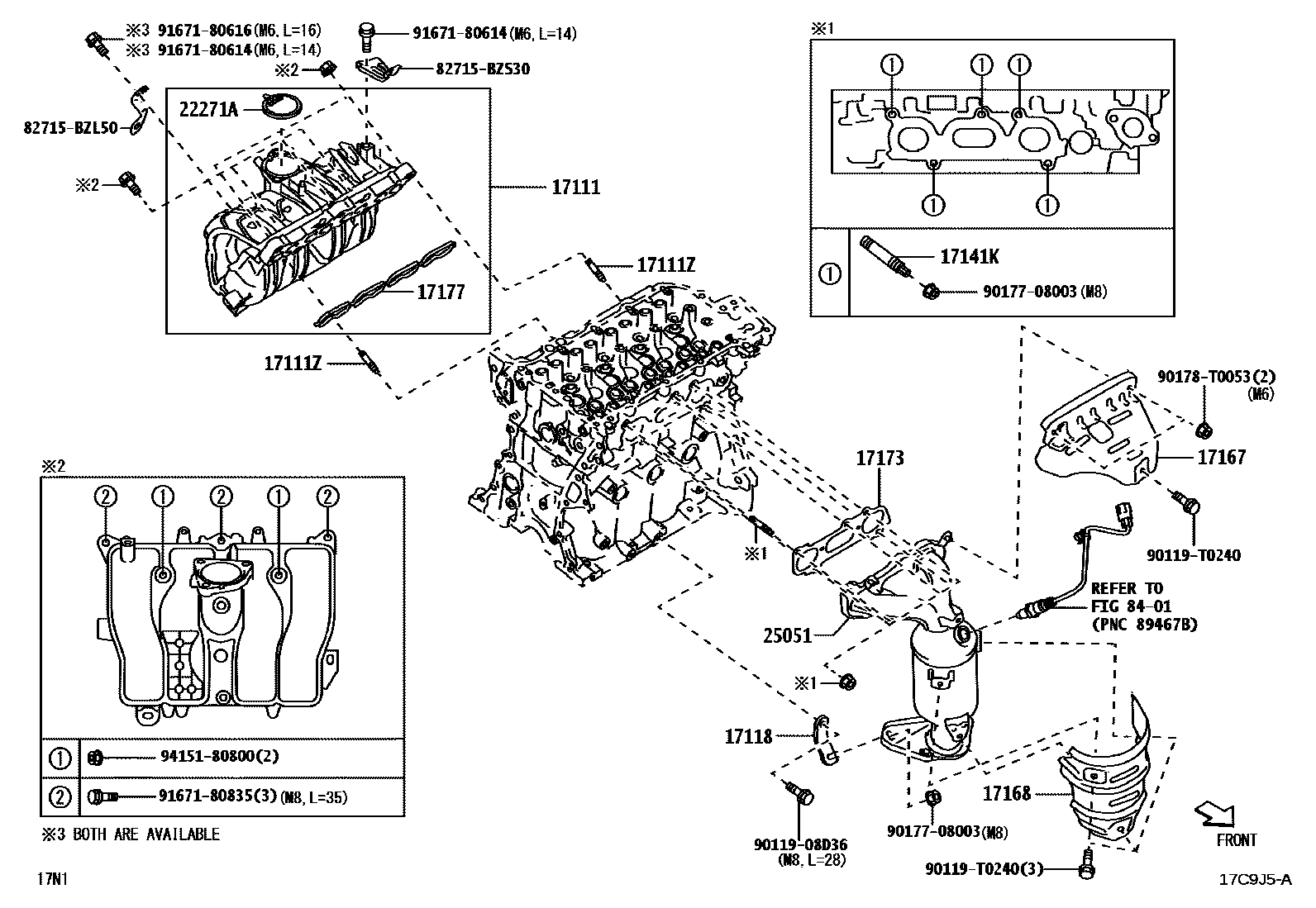 Toyota YARIS Manifold EPC diagram — 17C9J5A