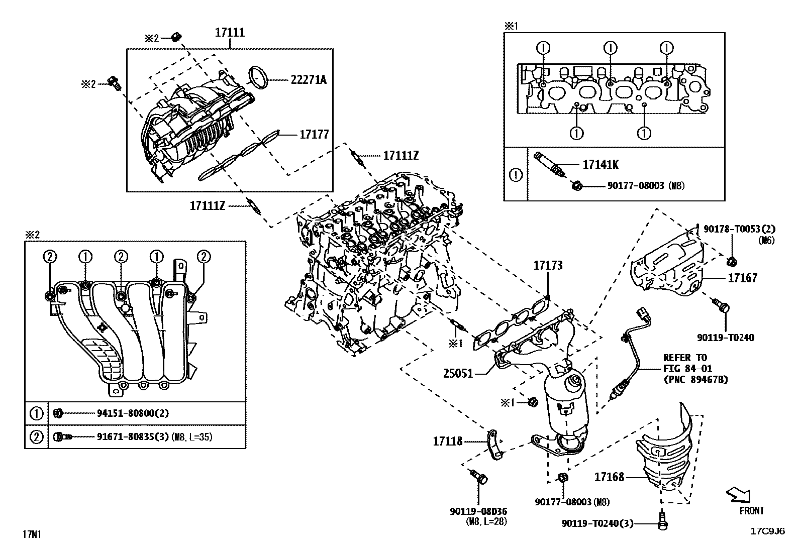 Toyota YARIS Manifold EPC diagram — 17C9J6