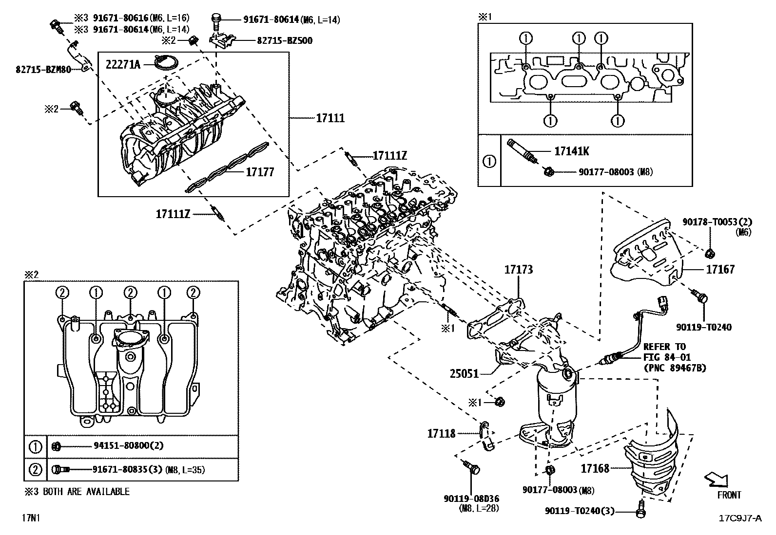 Toyota YARIS Manifold EPC diagram — 17C9J7A