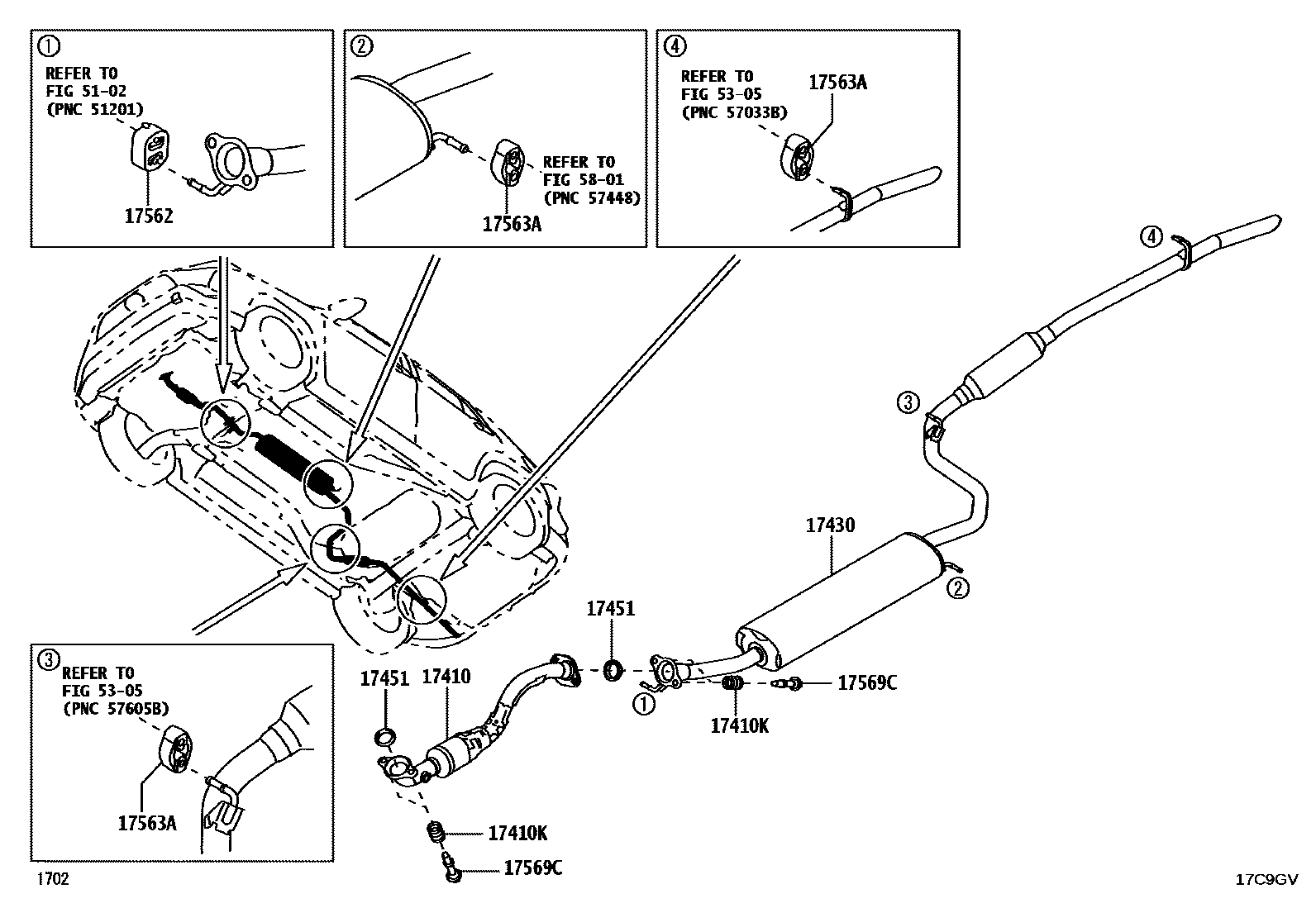 Toyota YARIS Exhaust Pipe EPC diagram — 17C9GV