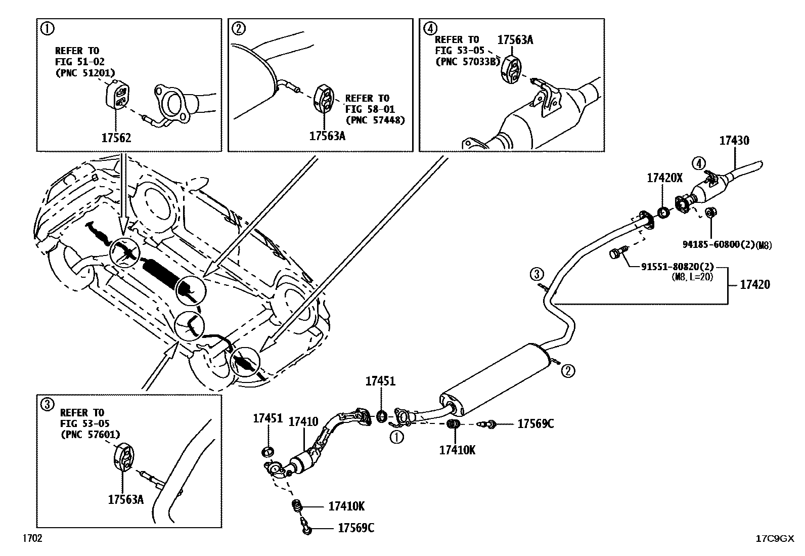 Toyota YARIS Exhaust Pipe EPC diagram — 17C9GX