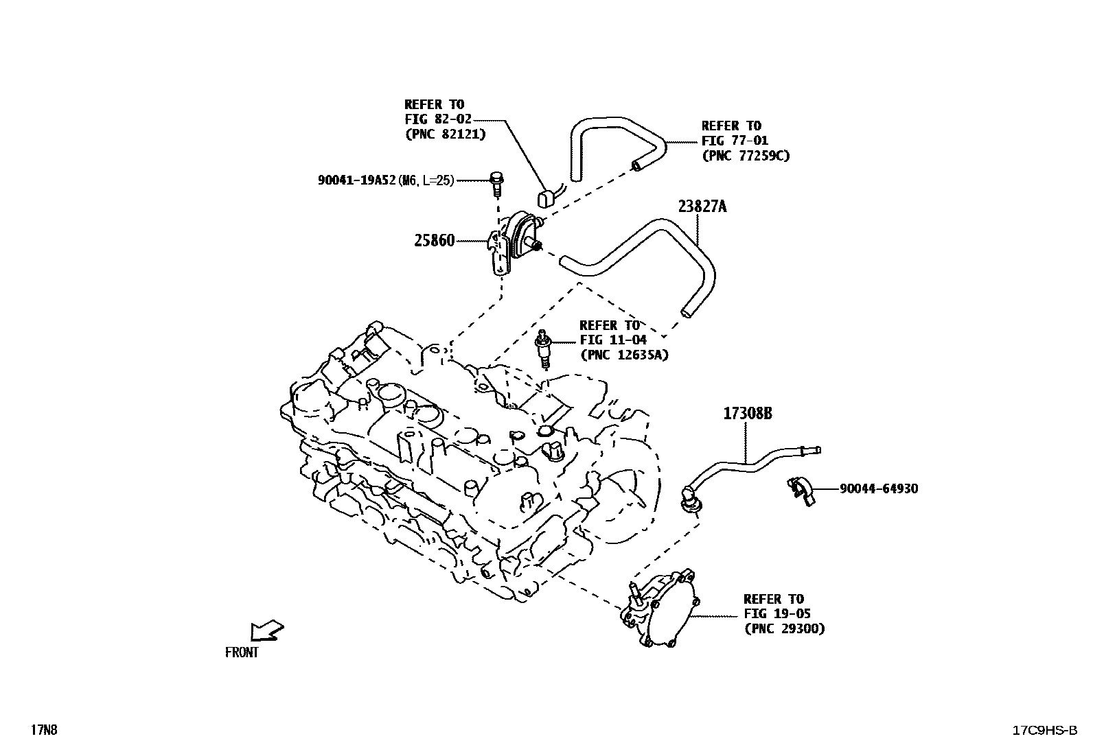 Toyota YARIS vacuum tube EPC diagram — 17C9HSB