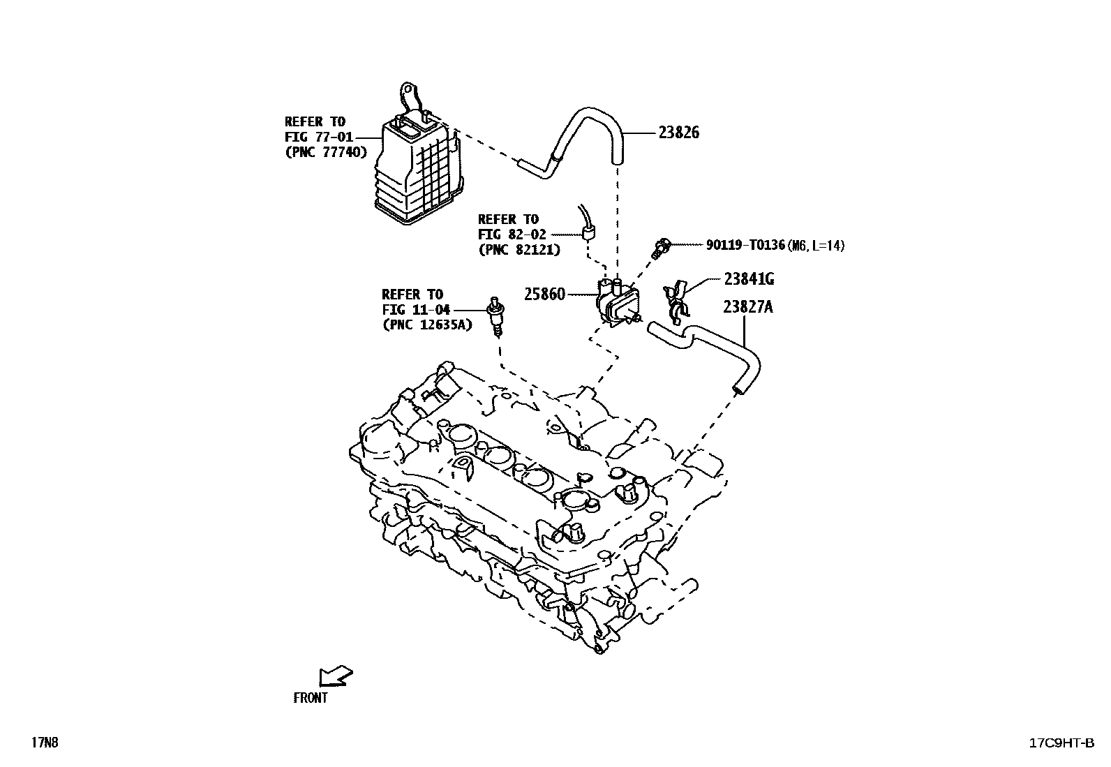 Toyota YARIS vacuum tube EPC diagram — 17C9HTB