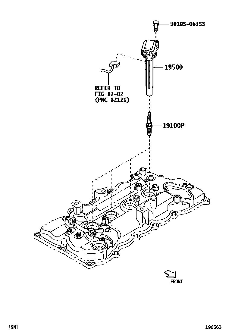 Toyota YARIS 点火线圈和火花塞 /电热塞 EPC diagram — 196563