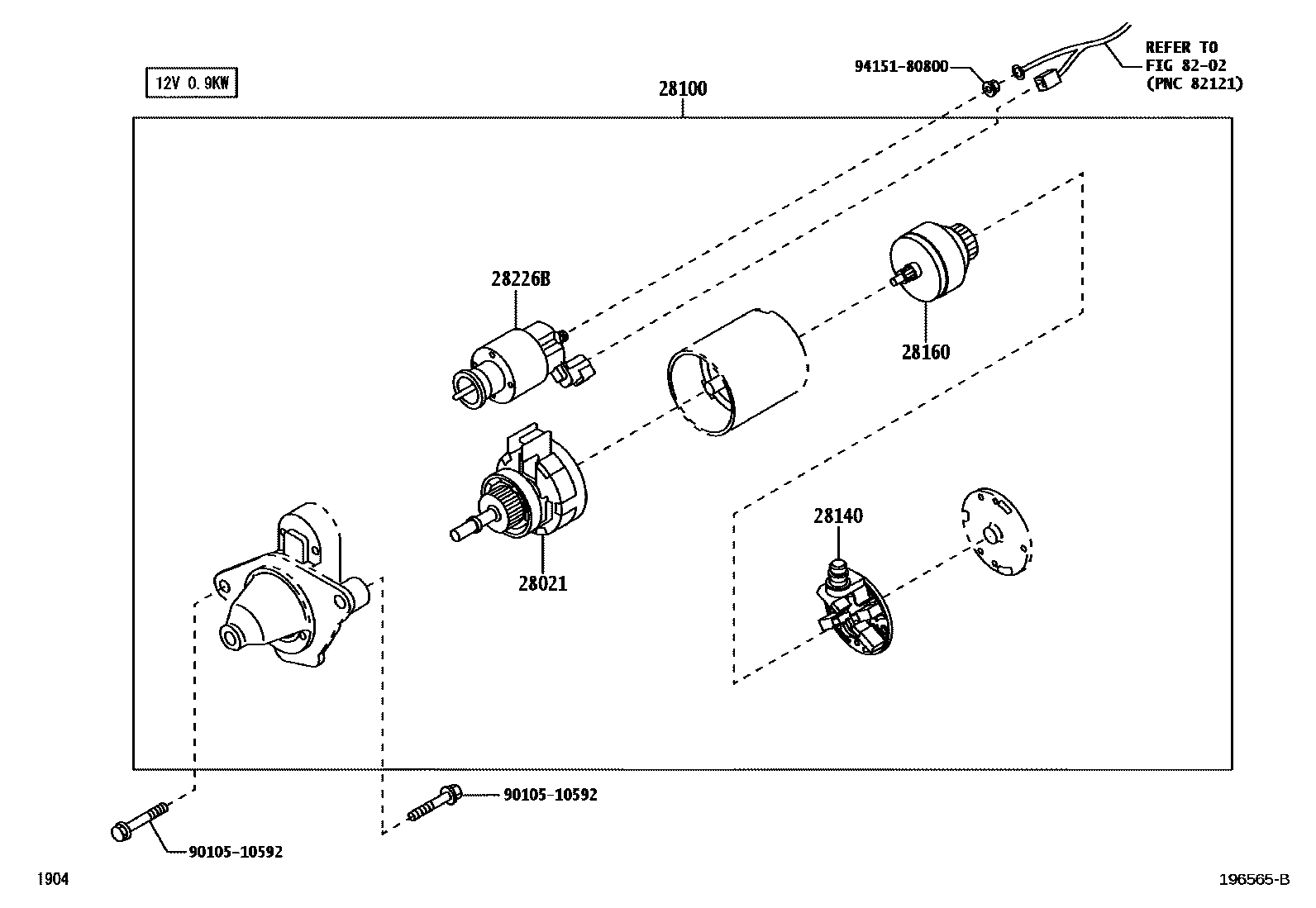 Toyota YARIS 起动机 EPC diagram — 196565B