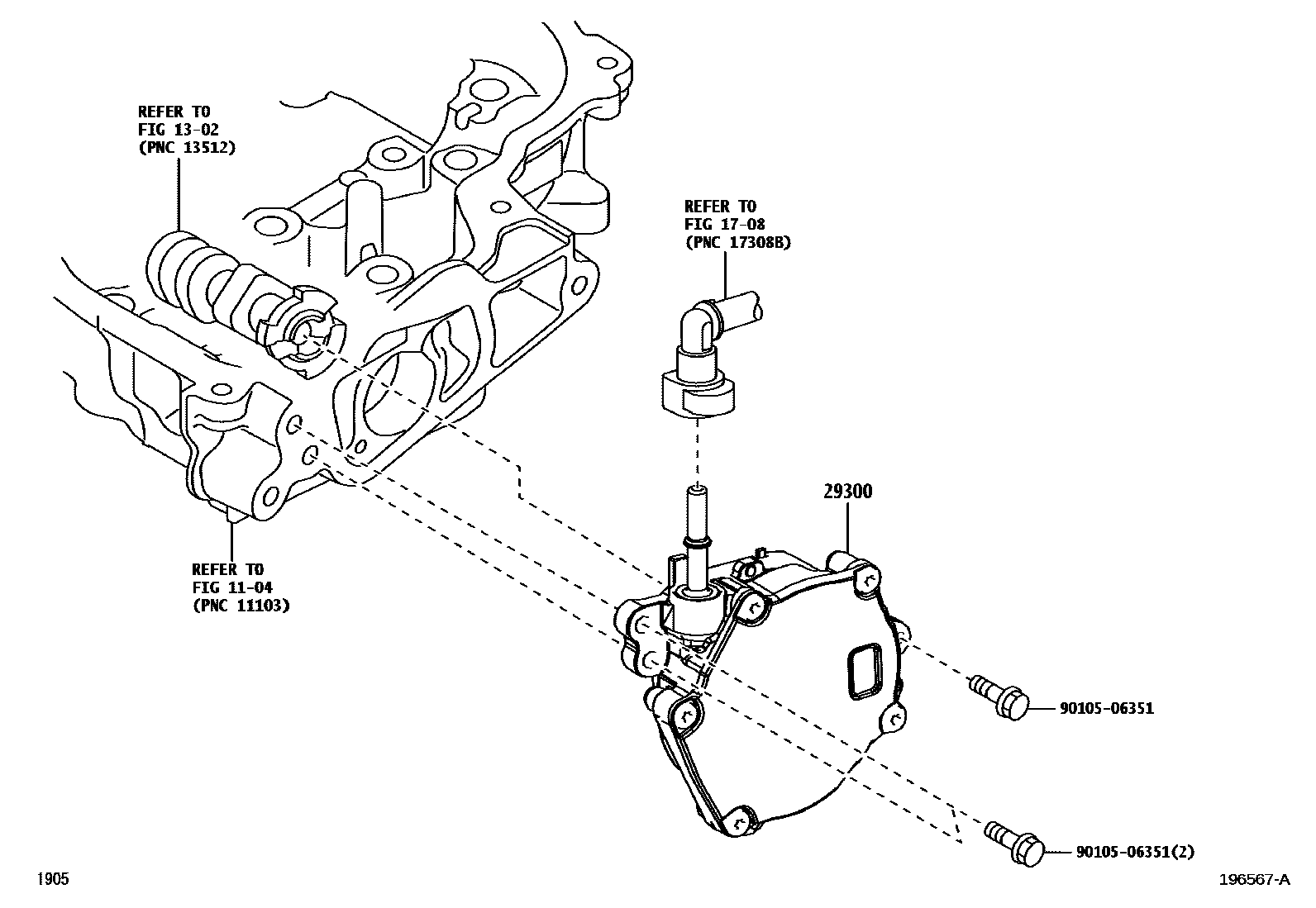 Toyota YARIS 真空泵 EPC diagram — 196567A