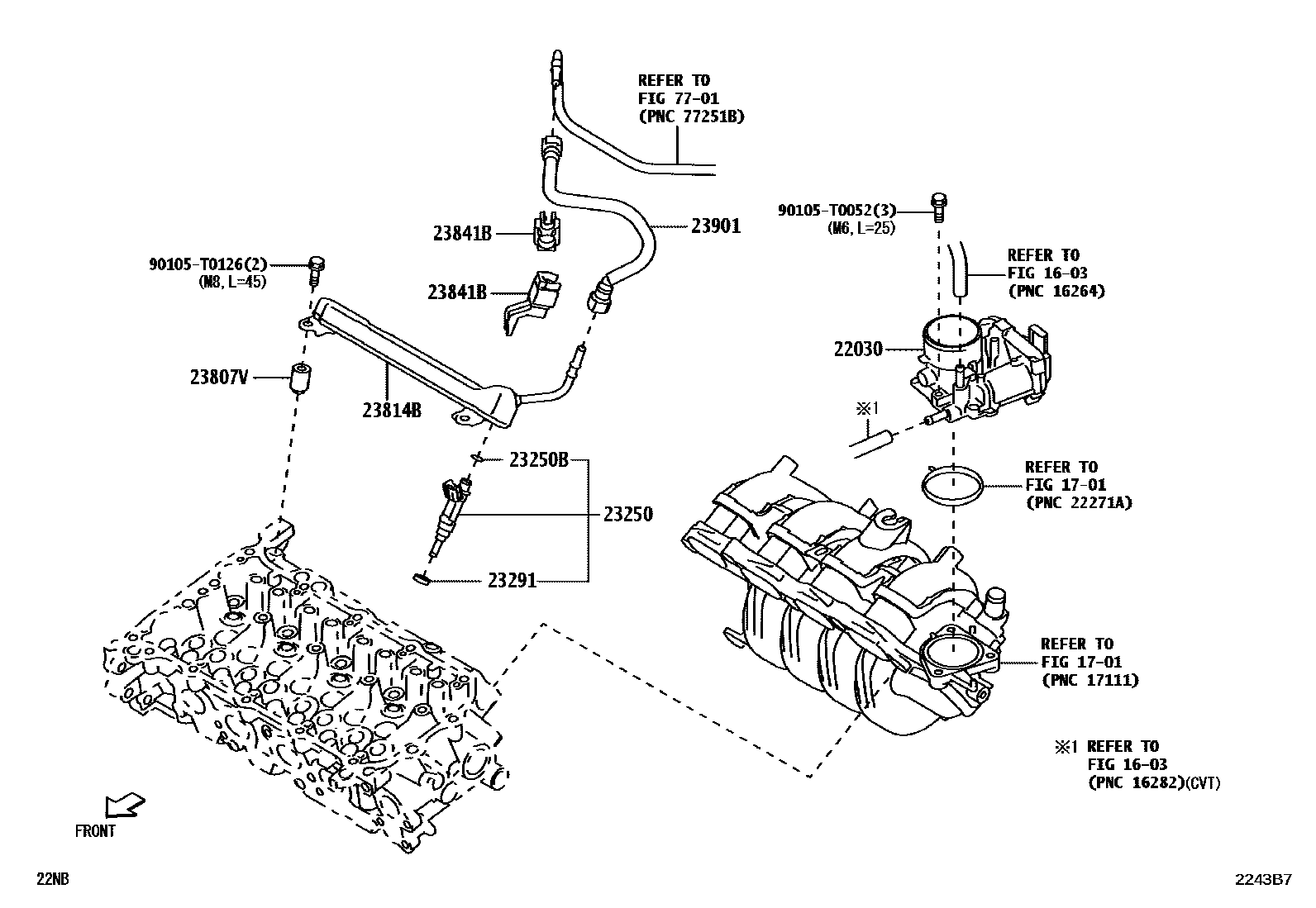 Toyota YARIS 燃油喷射系统 EPC diagram — 2243B7